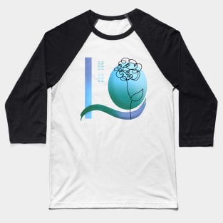 Green and blue flower line art Baseball T-Shirt